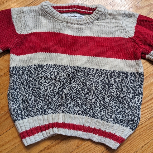 Roots Cabin Knit Sweater Grey Tan Red 8-12 months unisex boy girl winter outdoor - Picture 2 of 9